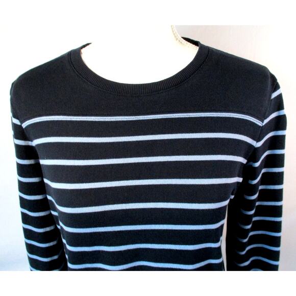 Tommy Hilfiger Jeans Women's Blue Striped Long Sleeve Stretch Sweater Size Large - Picture 2 of 10